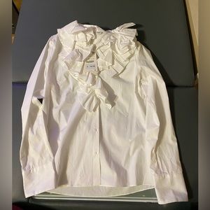 Zara Ruffle Neck Button Down Shirt